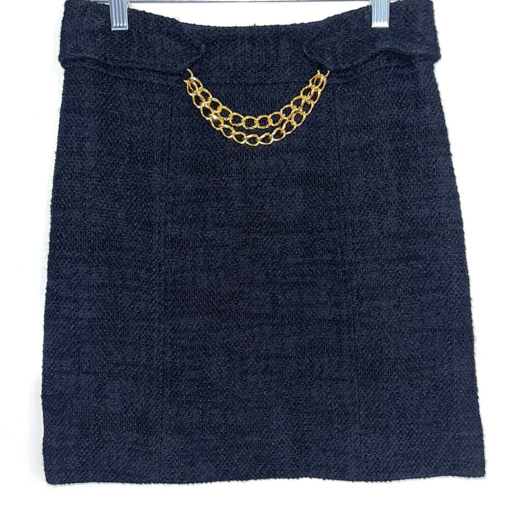 Milly Wool Blend Old Money Woven Chain Mini Skirt Size 4